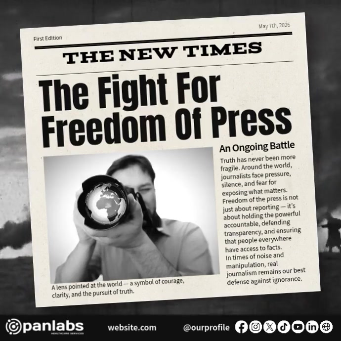 Vintage Typographic Editable Newspaper Freedom of Press Awareness ...