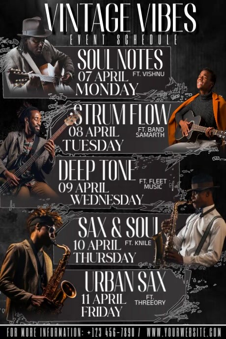 Vintage Vibes Event Schedule Template | PosterMyWall