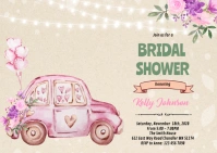 Vintage wedding car shower A6 template