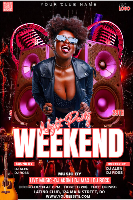 Vintage Weekend Night Party Poster Plakkaat template