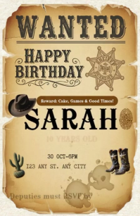 Orange Western Birthday Party Poniekoerant Template