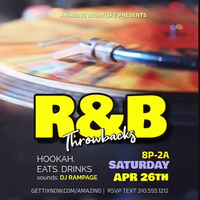 Vinyl Record Spinning Animated Party Flyer Template club 80s 90s throwbacks Publicação no Instagram