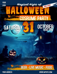 Purple Halloween Costume Party Flyer Template