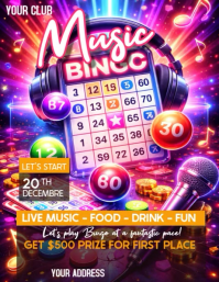 Viola Music Bingo Event Volantino Video Volante (Carta US) template