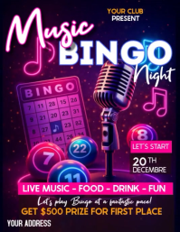 Viola music Bingo Night Volantino Video Flyer (US Letter) template