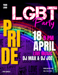 Viola Neon LGBT Pride Party Volantino Flyer (US Letter) template