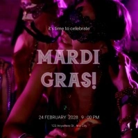 Violet Animated Mardi Gras Invitation Faceboo Instagram Post template