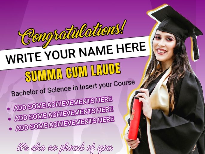 Violet Congratulations Graduation Banner Presentación template