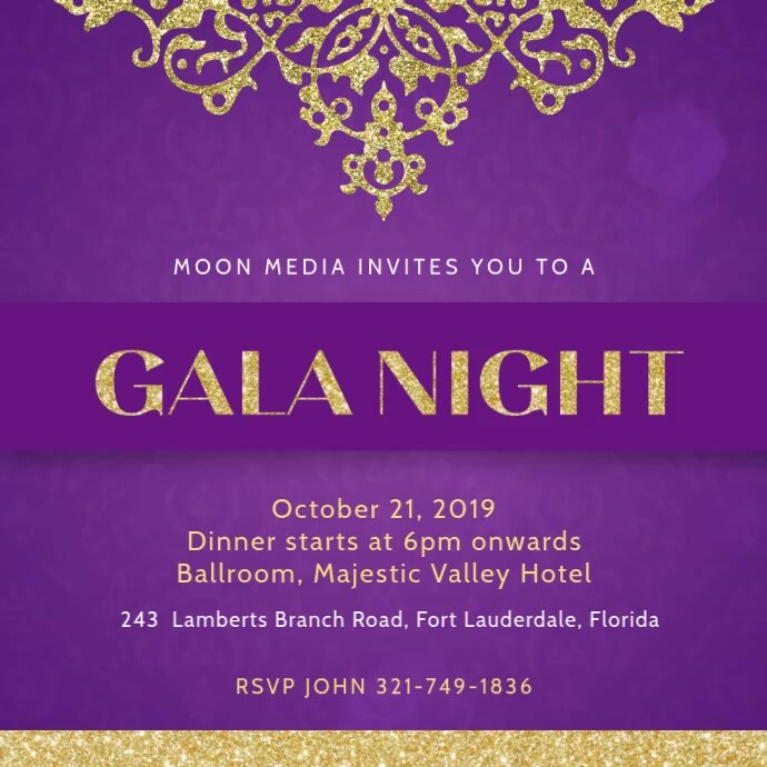 Copy of Violet Gala Dinner Invitation Template PosterMyWall