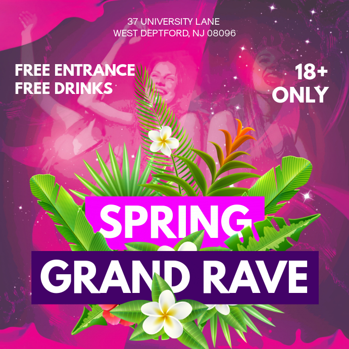 Violet Spring Rave Party Square Invitation Template | PosterMyWall