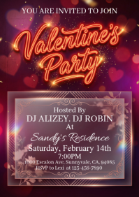 Violet Valentine's Party A4 template