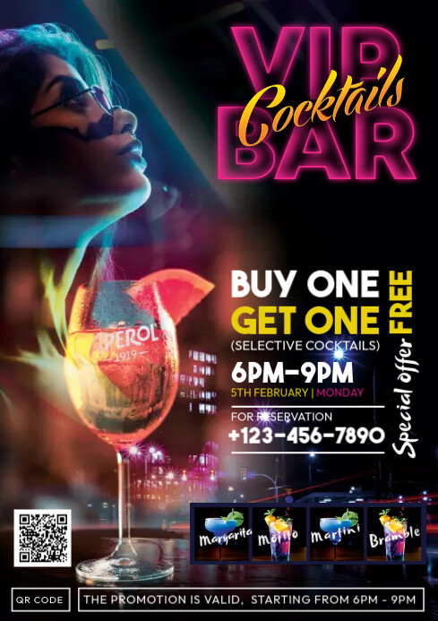 VIP Bar Cocktail Flyer Template | PosterMyWall