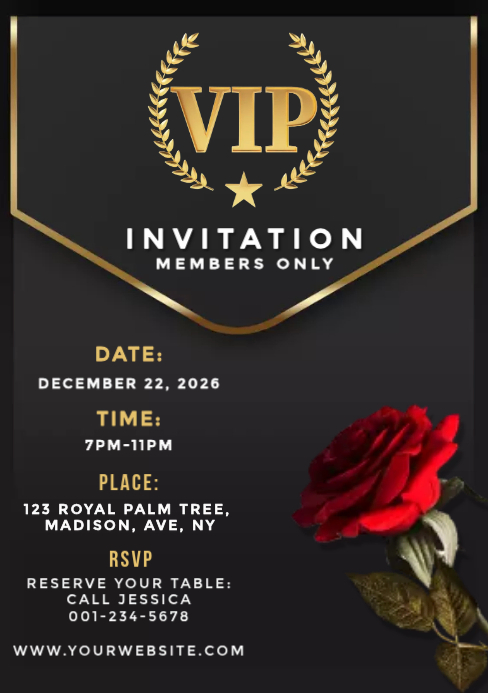 Black Vip Invitation A5 templaat | PosterMyWall