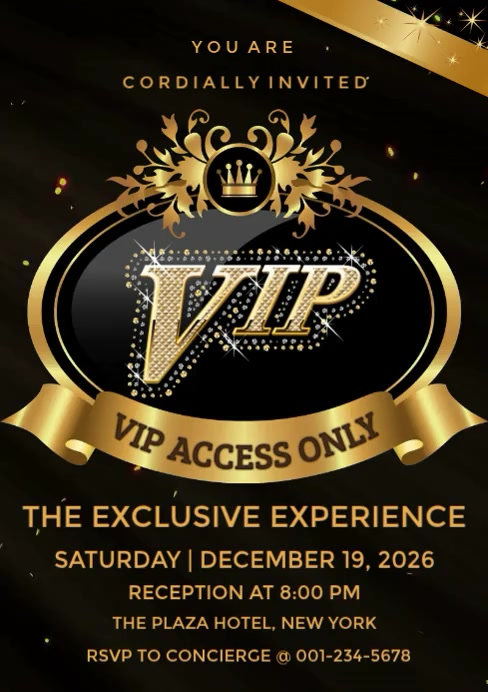 Black Vip Event Invitation A4 Template | PosterMyWall