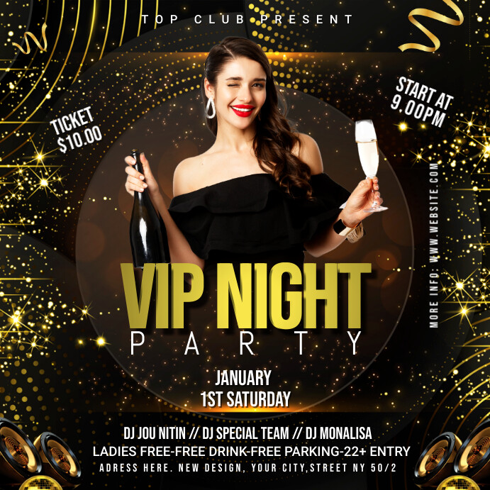VIP NIGHT PARTY TEMPLATE | PosterMyWall