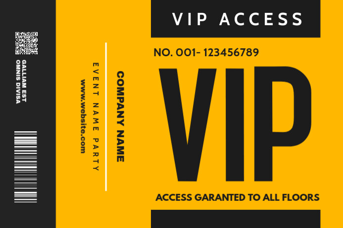 Copy of vip pass access template design yellow and gr | PosterMyWall
