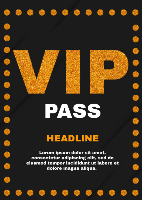 Vip pass admission with glittering stripe Template | PosterMyWall