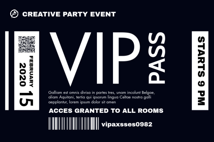 Copy of vip pass template white and dark blue colors | PosterMyWall