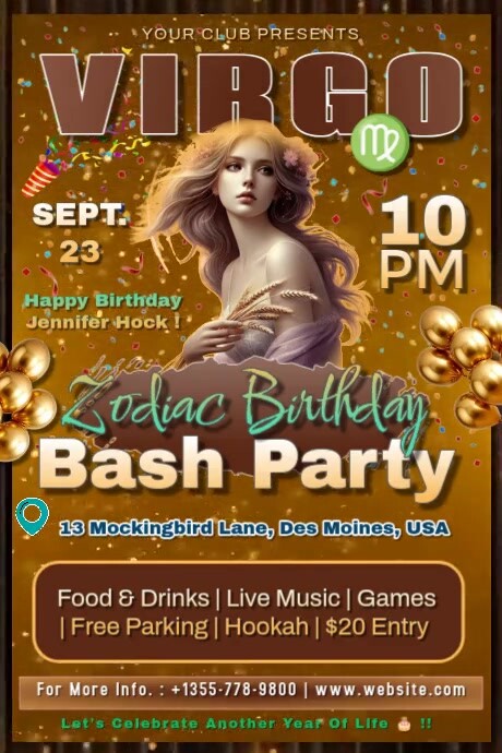 Virgo birthday bash Poster template