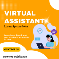 Pomarańczowy Virtual Assistant Services Instagram Post Template