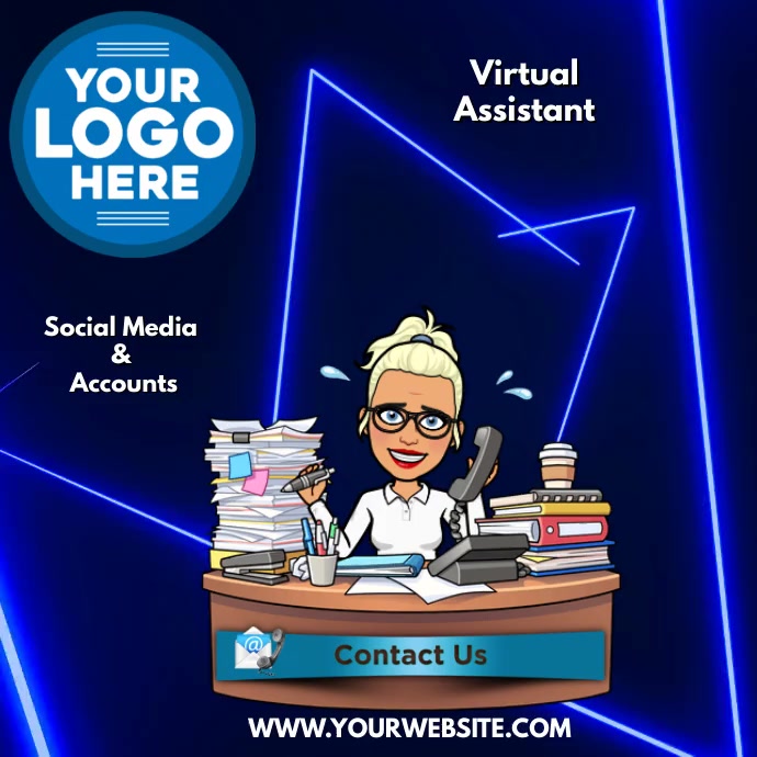 Virtual Assistant Office Template | PosterMyWall