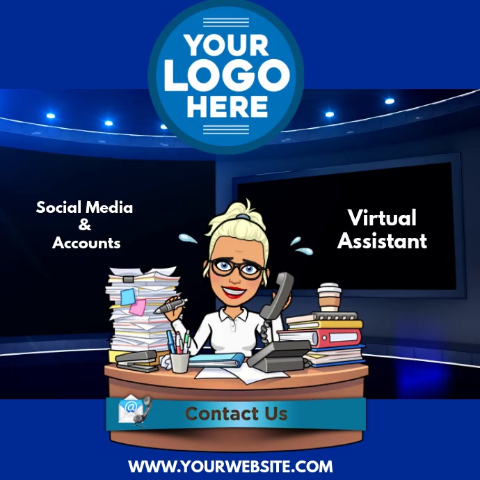Virtual Assistant Office Template | PosterMyWall