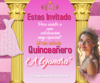 virtual celebration/quinceañera/birthday Mellemstort rektangel template