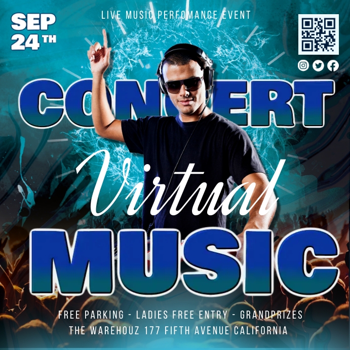 Virtual Concert Music Ads Template | PosterMyWall