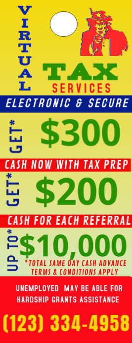 Virtual Electronic Tax Services Door Hanger Halv side Letter template