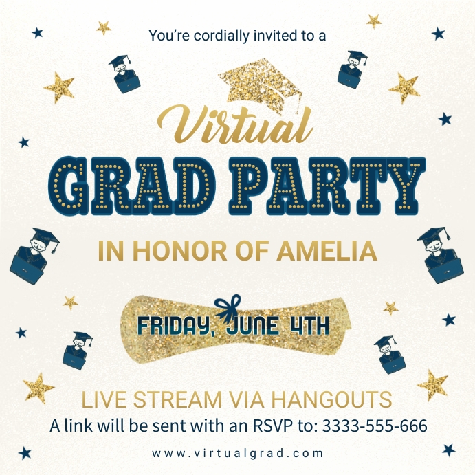 Virtual grad party invite Template | PosterMyWall