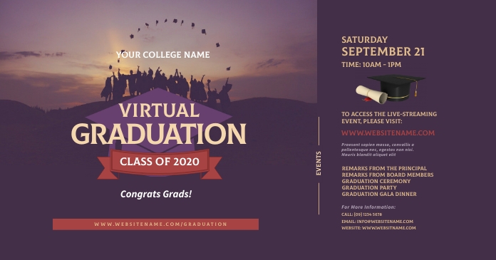 Virtual Graduation Facebook Shared Image Isithombe Esabiwe ku-Facebook template