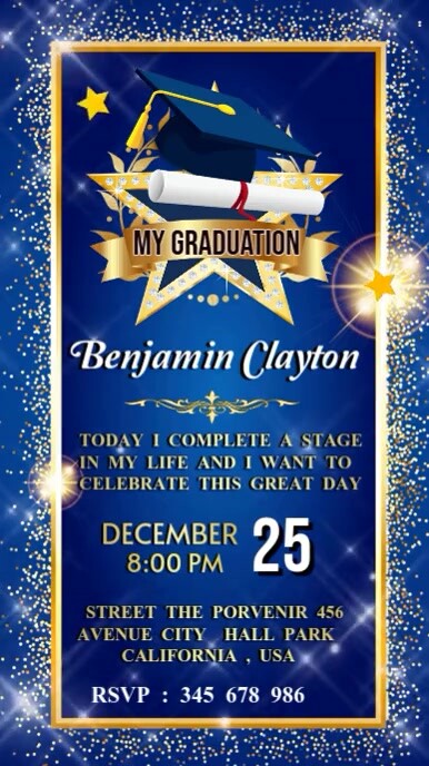 virtual graduation invitation 2025 História do Instagram template