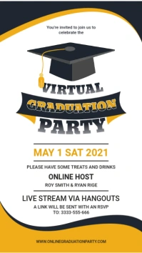 Virtual graduation party online celebration i Pantalla Digital (9:16) template