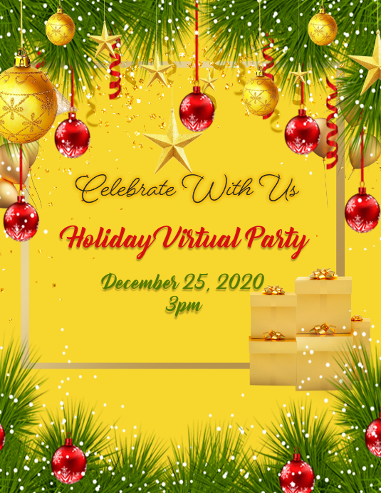 Virtual Holiday Party Flyer (format US Letter) template