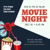 Virtual Movie Night from Home Invitation Square (1:1) template