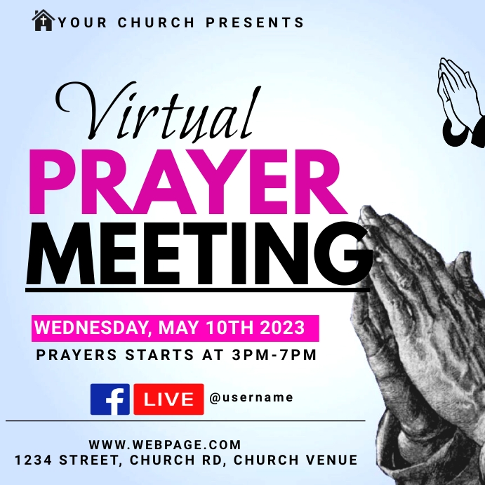 Virtual prayer meeting Template PosterMyWall