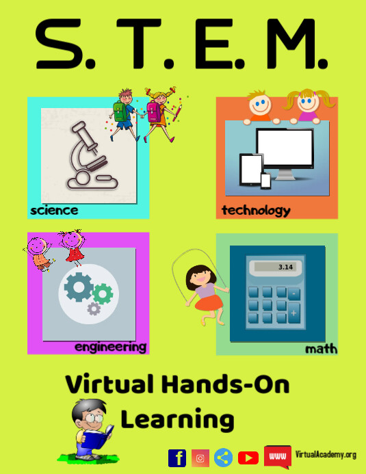 virtual STEM, school, online/science, math Flyer (US Letter) template