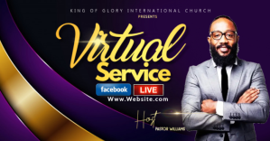 Purple Virtual Church Service Facebook Shared Image Template