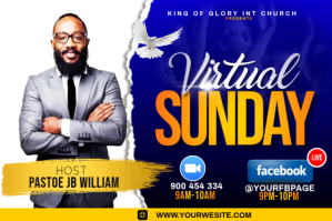 Blå Virtual Sunday Service Label Template