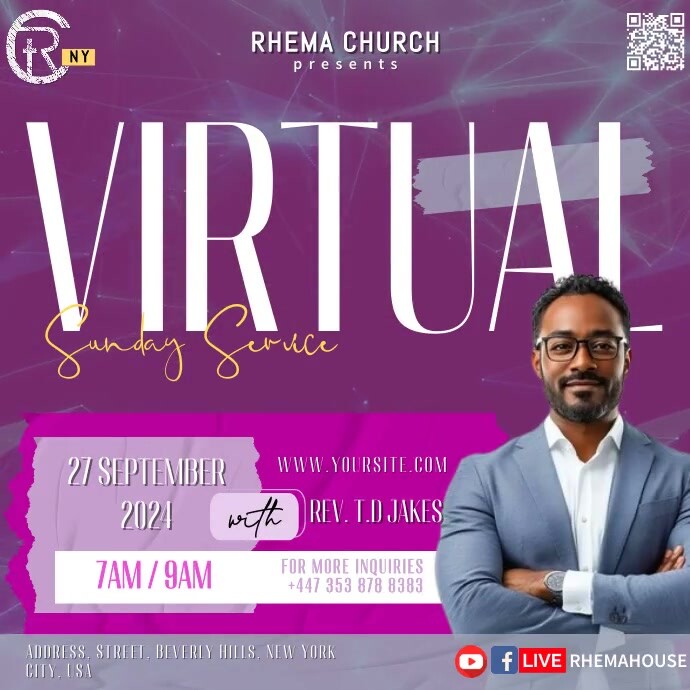 Virtual Sunday Service Instagram Post template