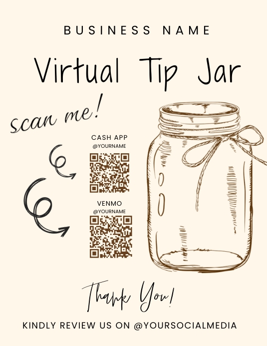 Virtual Tip Jar Template PosterMyWall