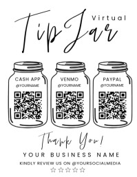 White Virtual Tip Jar Flyers Template | PosterMyWall