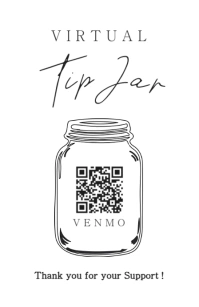virtual tip jar sign black and white customiz Wide Setengah Halaman template