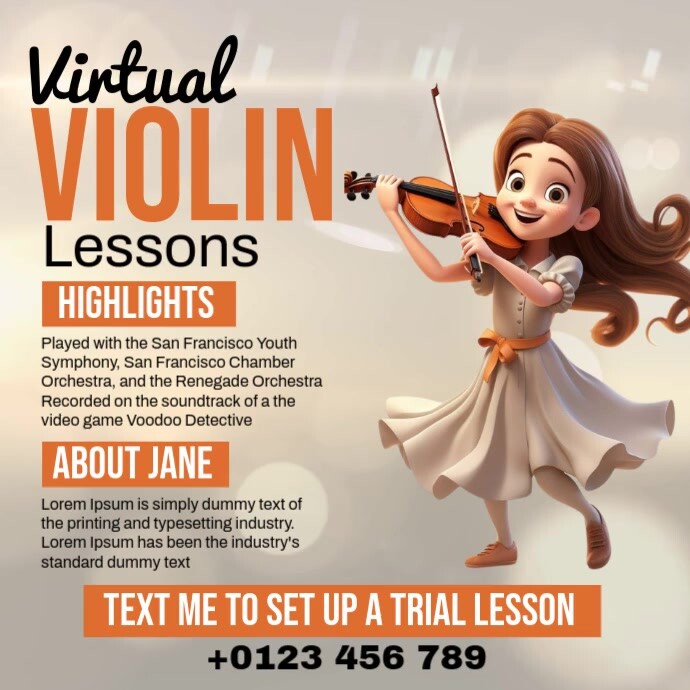 Lesson Flyer Viola Copy of Virtual Violin Lesson | PosterMyWall