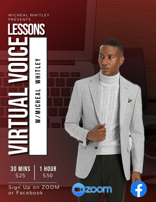 Voice Lessons Advertisement Virtual Voice Lessons Template | PosterMyWall