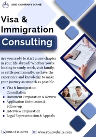 Visa immigration study abroad flyer template A4