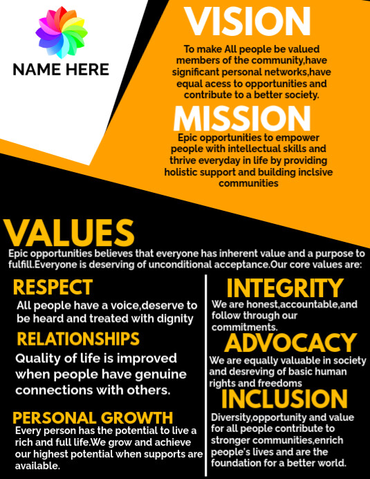 Copy of vision,mission and objective flyer template | PosterMyWall