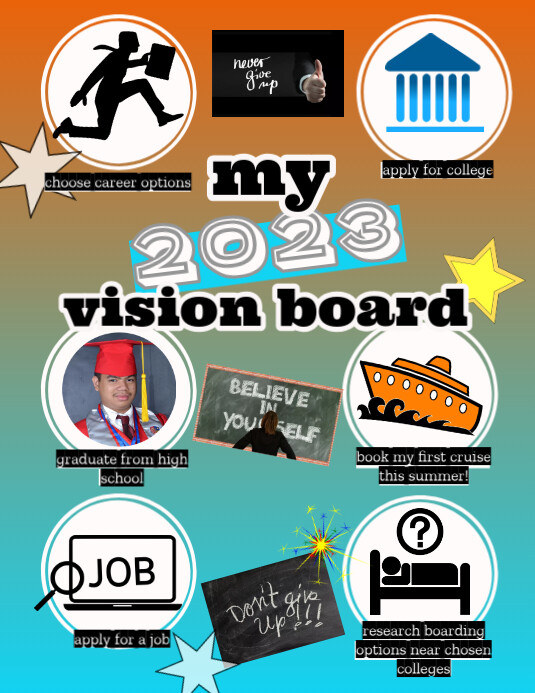 vision board, graduation, college, student, plans, future Flyer (US Letter) template