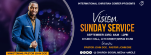 Purple Sunday Service Announcement Facebook Cover Photo Template