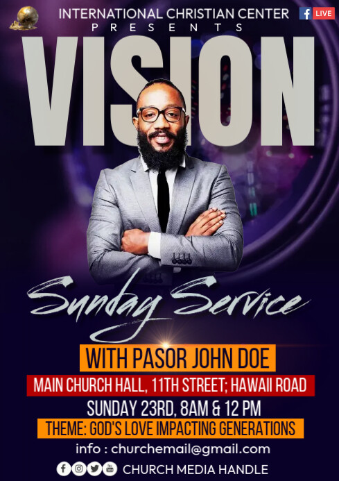 vision sunday service A4 template